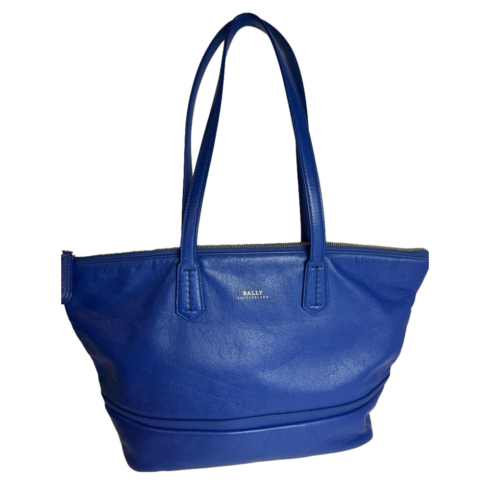 💖#101 Bally Switzerland EUC Blue Akelei Leather Tote Bag